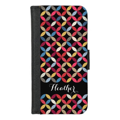 Circular patterned colorful named girls flap case