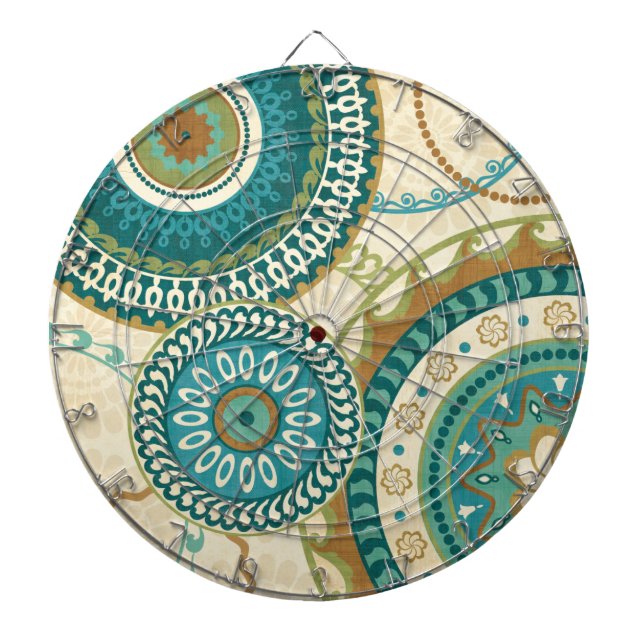Circular Patterns Dartboard With Darts (Front)