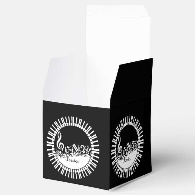 Circular Piano Keys and Jumbled Music Notes Favor Boxes (Opened)
