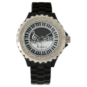 Circular Piano Keys and Jumbled Music Notes Watch