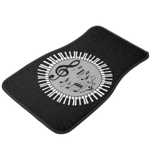 Circular Piano Keys And Music Notes Car Mat