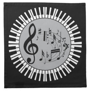 Circular Piano Keys And Music Notes Napkin