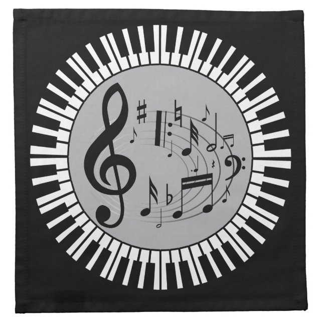 Circular Piano Keys And Music Notes Napkin (Front)