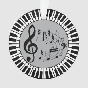 Circular Piano Keys And Music Notes Ornament