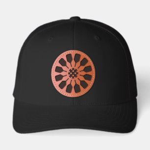 Circular Pickleball Sports Logo With Paddles Leather Patch Hat