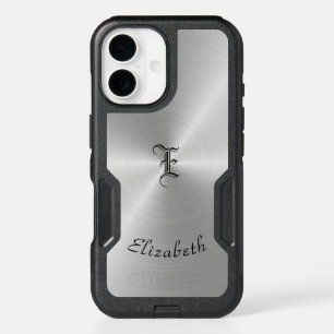 Circular Polished Metal Texture, Personalized iPhone 16 Case