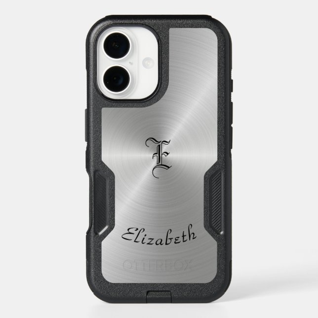 Circular Polished Metal Texture, Personalized Otterbox iPhone Case (Back)