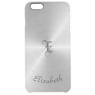 Circular Polished Metal Texture, Personalized Clear iPhone 6 Plus Case
