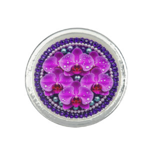 Circular Purple Orchid Floral Arrangement Ring