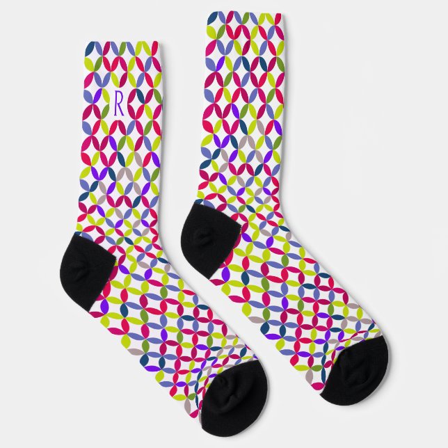 Circular quartered bright fashion monogrammed socks (Right)