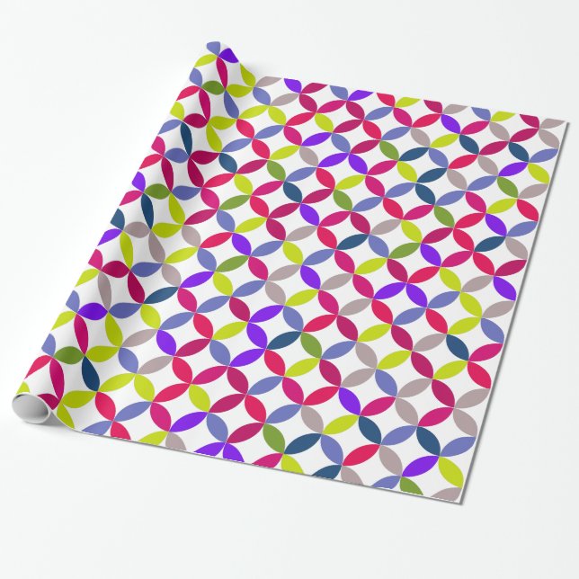 Circular quarters colorful patterned wrap wrapping paper (Unrolled)