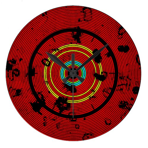Circular Red Abstract Pattern Large Clock