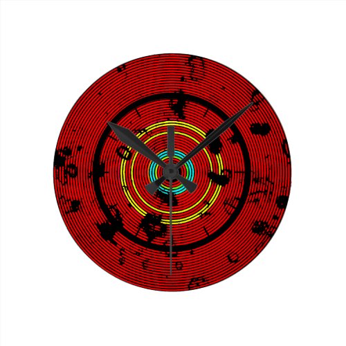 Circular Red Abstract Pattern Round Clock