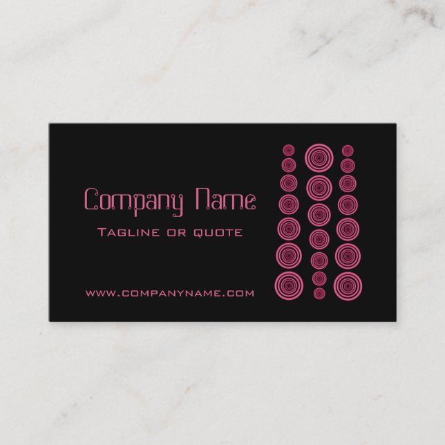 Circular Retro Business Card, Black and Fuchsia Card (Front)