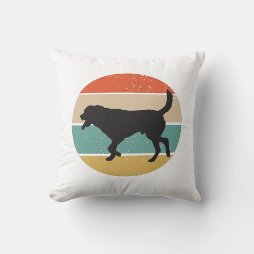 Circular Retro Labrador Owner Dad Mom Throw Pillow