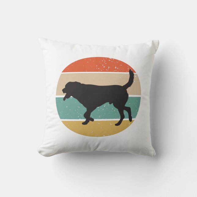 Circular Retro Labrador Owner Dad Mom Throw Pillow (Front)