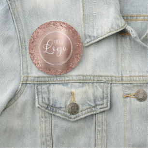 Circular Rose Gold Glitter and Foil Logo Name Tag