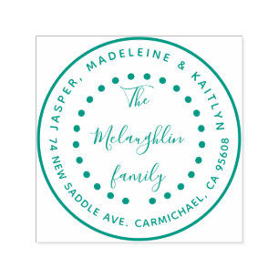 Circular Rustic Simple Family Name Return Address Self-inking Stamp