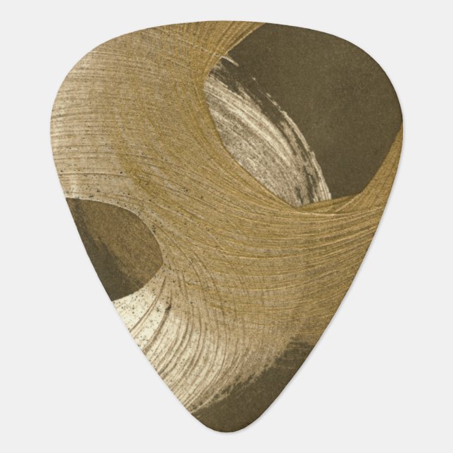 Circular Sandstorm in Tan and Dark Brown Guitar Pick (Front)