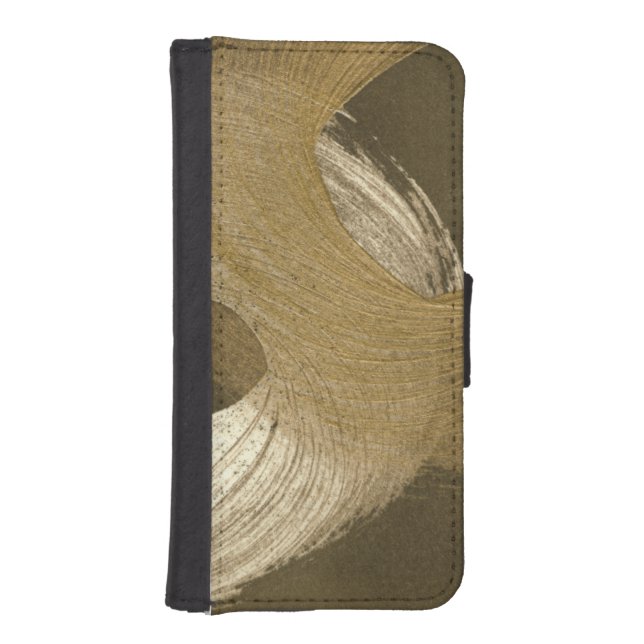 Circular Sandstorm in Tan and Dark Brown iPhone Wallet Case (Front)