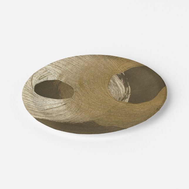 Circular Sandstorm in Tan and Dark Brown Paper Plates (Angled)