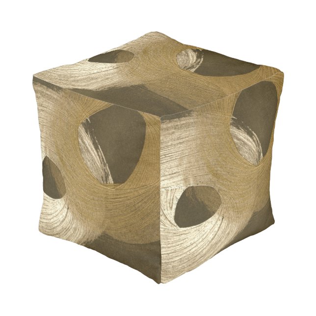 Circular Sandstorm in Tan and Dark Brown Pouf (Angled Front)