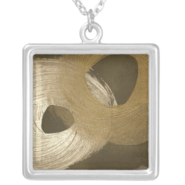 Circular Sandstorm in Tan and Dark Brown Silver Plated Necklace (Front)