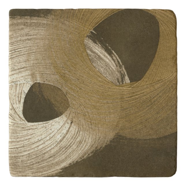 Circular Sandstorm in Tan and Dark Brown Trivet (Front)