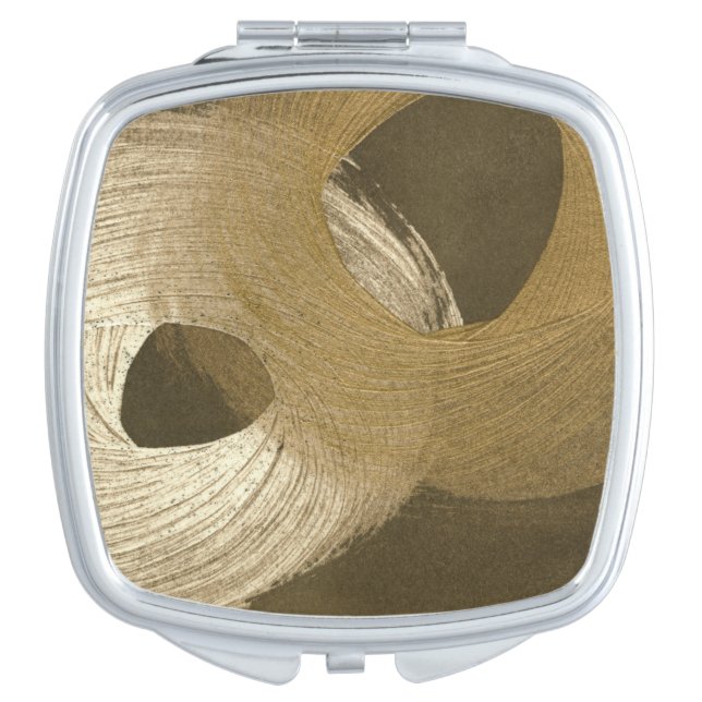Circular Sandstorm in Tan and Dark Brown Vanity Mirror (Front)