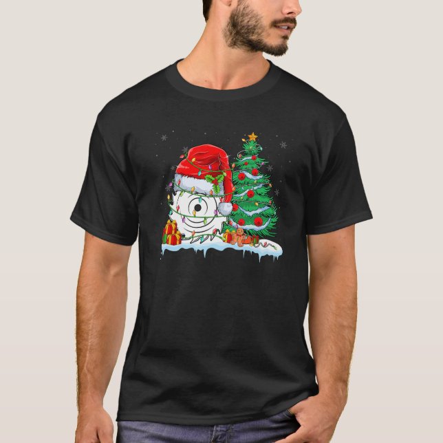 Circular Saw Blade Wearing Santa Hat Xmas Light Ch T-Shirt (Front)