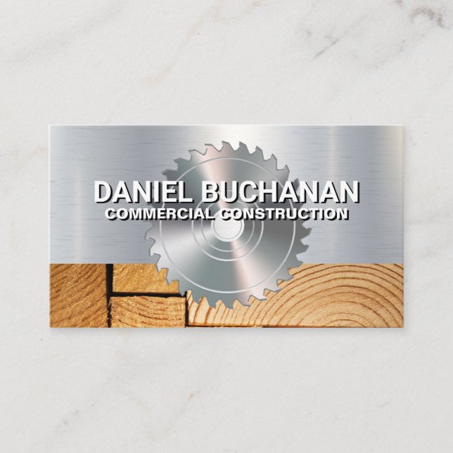 Circular Saw | Cut Wood | Construction Business Card (Front)