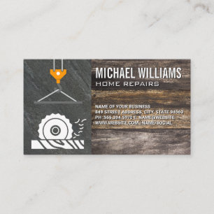 Circular Saw Cutting Crane Wood Slate Business Card