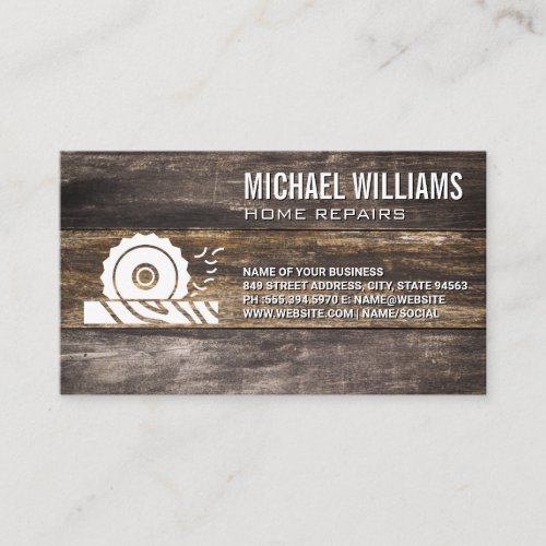 Circular Saw Cutting Wood  Builder Carpentry Business Card