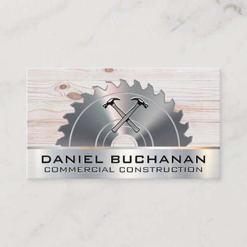 Circular Saw  Hammers  Wood  Metallic Business Card
