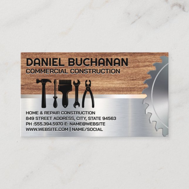 Circular Saw | Hand Tools | Construction Business Card (Front)