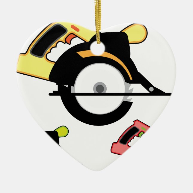 Circular saw isolated ceramic ornament (Front)