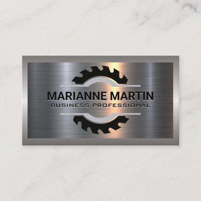 Circular Saw | Metal Aluminum  Business Card (Front)
