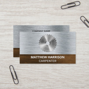Circular Saw Metal and Wood Background Business Card