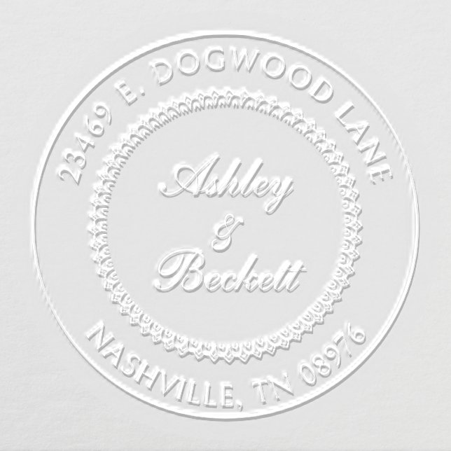Circular Script Wedding Return Address Embosser (Design)