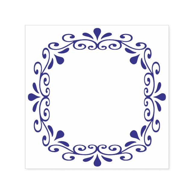 Circular scrollwork frame self-inking stamp (Design)