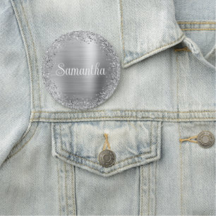 Circular Silver Glitter and Foil Name Tag