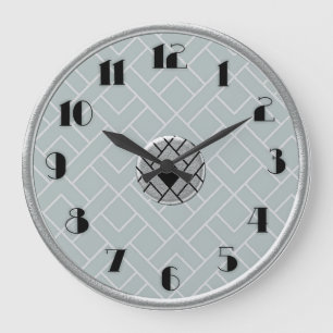 Circular Silver/Gray Art Deco Clock (LGE)