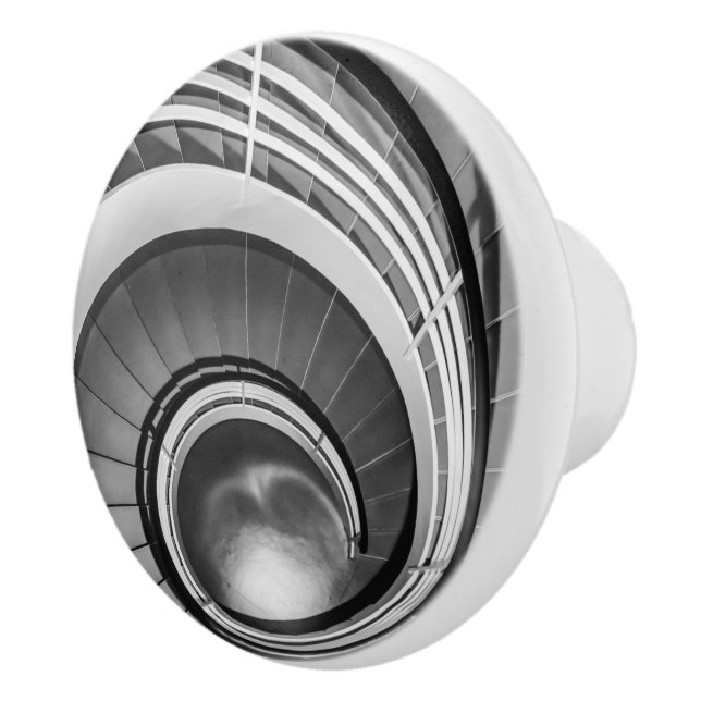 Circular Stairway BW Ceramic Knob (Right)