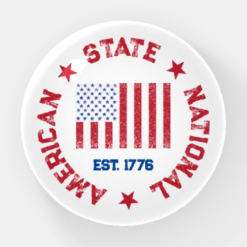 Circular Stamp American State National Est 1776 Pa Paperweight