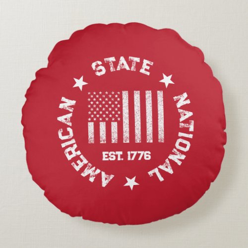 Circular Stamp American State National Est 1776 Round Pillow