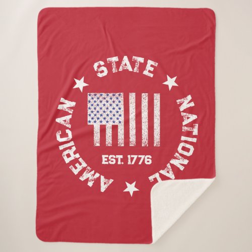 Circular Stamp American State National Est 1776 Sh Sherpa Blanket