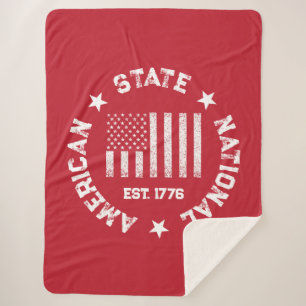 Circular Stamp American State National Est 1776 Sherpa Blanket