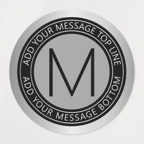 Circular Text  Monogram  Faux Silver Grey Labels