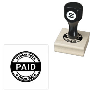 Circular Thank You Paid Bold Jet Black Ink Smooth  Rubber Stamp