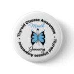 Circular Thyroid Disease Awareness Month Butterfly Pinback Button